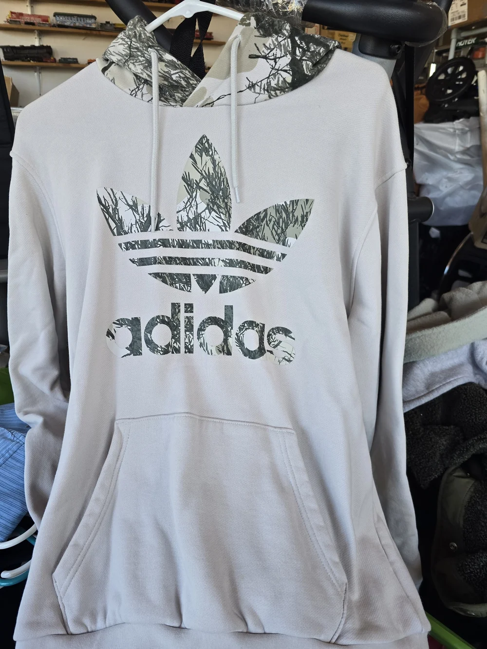 adidas Women’s Cream Hoodie with Green Logo